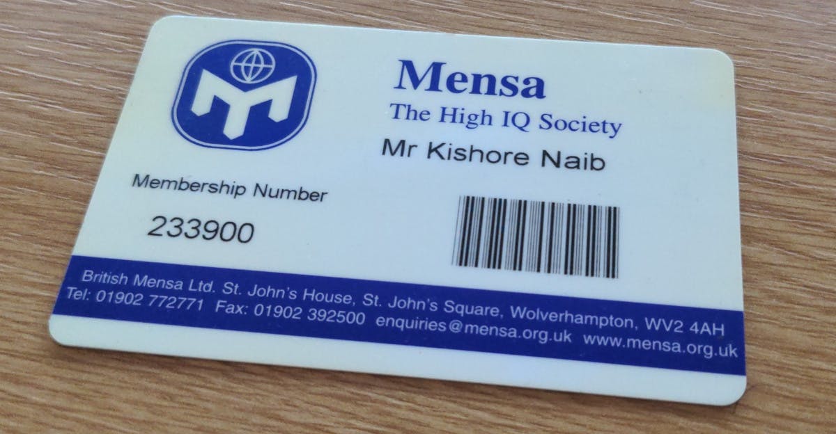 Kishore Naib Mensa Member Card